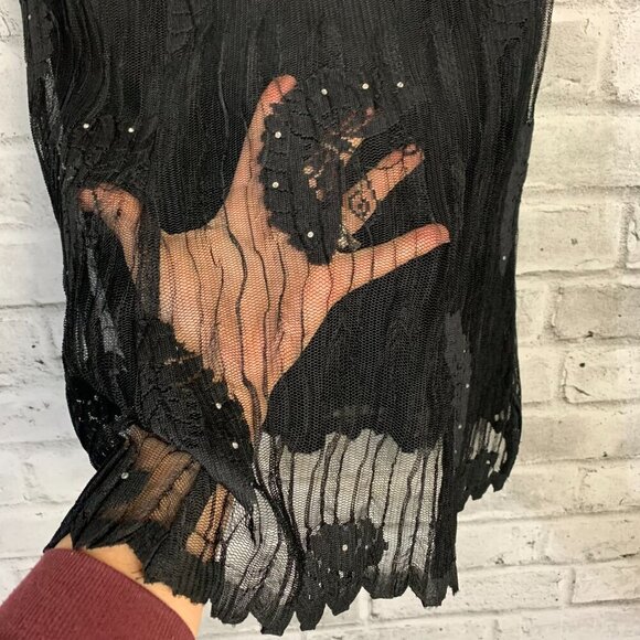 Joseph Ribkoff Vintage Union Made Floral Sheer Mesh Rhinestone Embellished Skirt - Picture 3 of 12